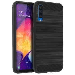 Wzmocnione Elastyczne Etui Samsung Galaxy A50 / A30s Efekt szczotkowanego włókna węglowego w kolorze czarnym - Etui i futerały do telefonów - miniaturka - grafika 1