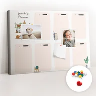 Tablice i flipcharty - Szkolna Tablica korkowa 60x40 cm, Kolorowe Pinezki, wzór Planer tygodniowy - miniaturka - grafika 1