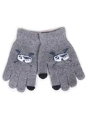Rękawiczki dla dzieci - Rękawiczki Chłopięce Pięciopalczaste Szare Zimowe Gogle Dotykowe 16 Cm - miniaturka - grafika 1
