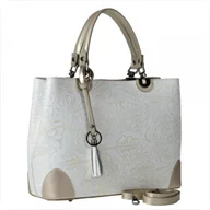 Torebki damskie - Skórzana torebka shopper kuferek L biała - miniaturka - grafika 1