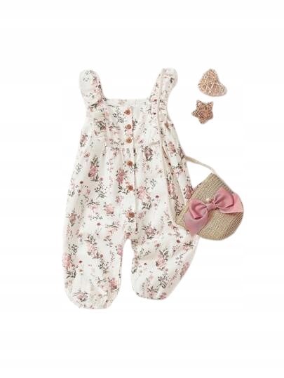 SHEIN KOMBINEZON NIEMOWLĘCY LETNI W KWIATY Z FALBANKAMI 74 CM 11DB