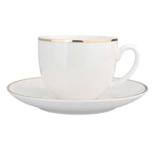 FILIŻANKA 200ML/SPODEK 15CM  W OPASCE PORCELANA KREMOWA BELLA ZŁOTA LINIA - Filiżanki - miniaturka - grafika 1