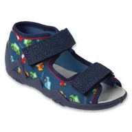 Buty dla dziewczynek - Befado kapcie dziecięce 350P056 wkładka skórzana niebieskie - miniaturka - grafika 1