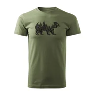 Koszulki męskie - Koszulka dla leśnika z niedźwiedziem niedźwiedź misiek las góry męska khaki REGULAR-XL - miniaturka - grafika 1