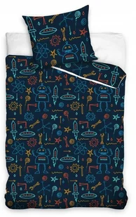 POŚCIEL bawełniana ROBOTY 160x200 cm NAUKA - Pościel dla dzieci - miniaturka - grafika 1