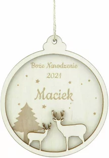 Zawieszka drewniana z imieniem - 10 x 11 cm - 1 szt. - Ozdoby bożonarodzeniowe - miniaturka - grafika 1