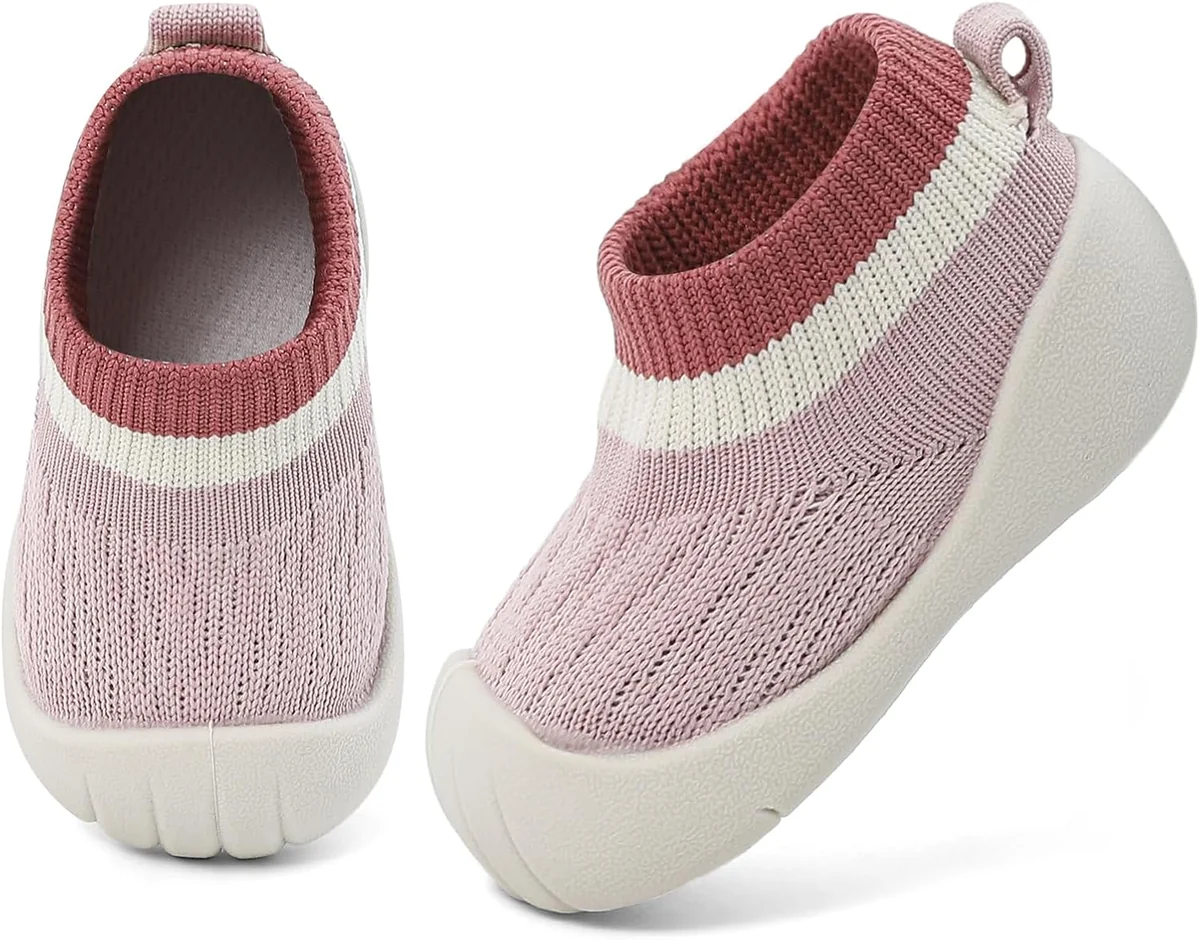 Buty na pierwsze kroki siatkowe oddychające antypoślizgowe różowe 6-12