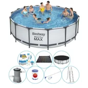 Baseny ogrodowe - Basen z akcesoriami - Bestway Steel Pro MAX 457x122 cm okrągły - miniaturka - grafika 1