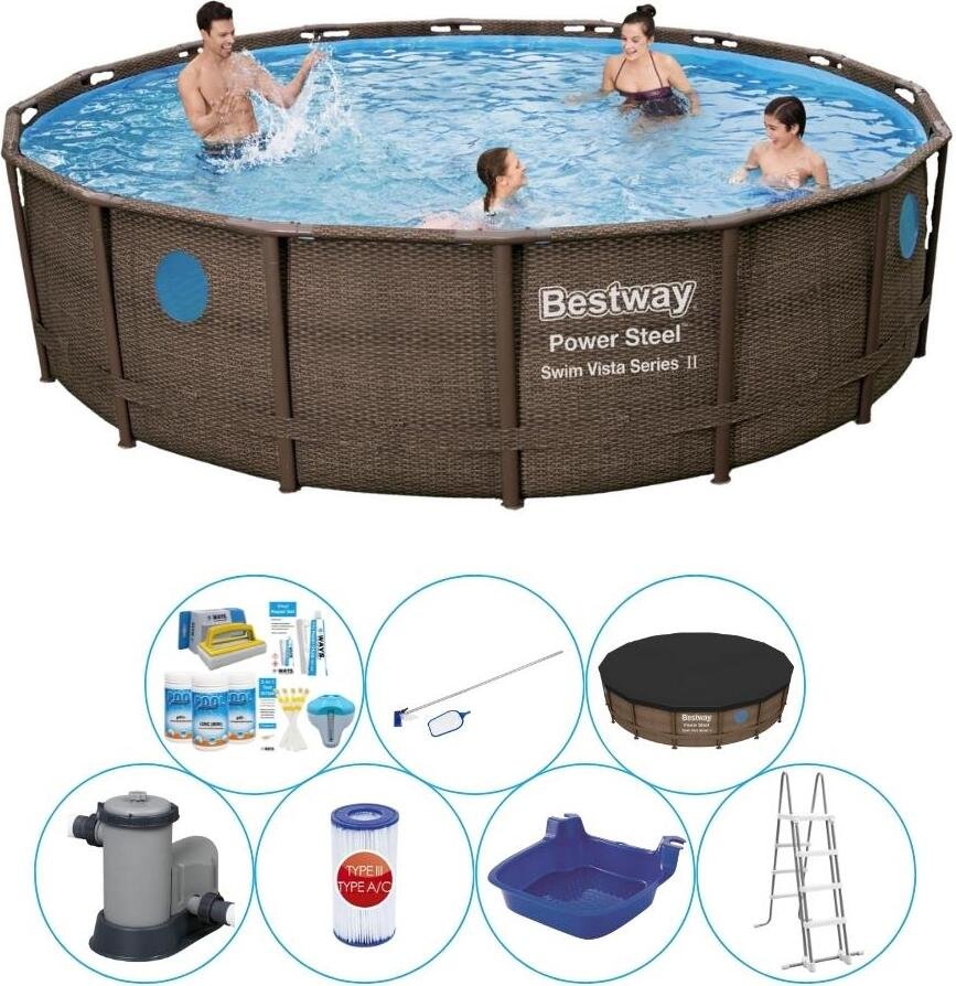 Basen Combi Deal - Bestway Power Steel Swim Vista Rund 488x122 cm