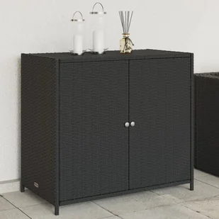 Szafa ogrodowa vidaXL Szafka ogrodowa, czarna, 83x45x76 cm, polirattan - Pozostałe meble ogrodowe - miniaturka - grafika 1