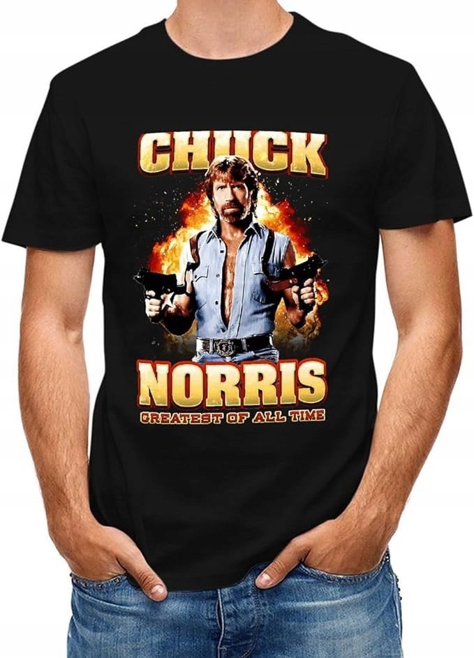 CZARNA KOSZULKA Z NADRUKIEM MĘSKA ŚMIESZNA T-SHIRT CHUCK NORRIS Kowboj #3