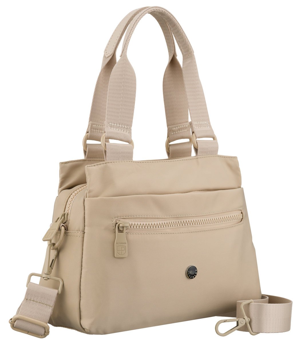 Torebka damska do ręki PETERSON mała na suwak listonoszka na ramię dopinany pasek crossbody beżowa