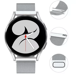 Bransoleta Uniwersalna Alogy Milanese Magnetic Strap Pasek z magnesem do smartwatcha 22mm Srebrny - Akcesoria do smartwatchy - miniaturka - grafika 2