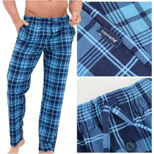 Cornette Spodnie Piżamowe Bawełniane Granatowe Męskie Kratka Rozmiar M - Piżamy damskie Cornette Spodnie Piżamowe Bawełniane Granatowe Męskie Kratka Rozmiar M - Piżamy damskie - miniaturka - grafika 1