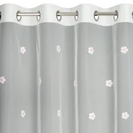 Firany - Firana na przelotkach z haftem w kwiatki ELSA 140X250 biała - miniaturka - grafika 1