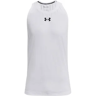 Under Armour Męska bawełniana koszulka bez rękawów Ua Baseline, biały/czarny, M - Koszulki sportowe męskie - miniaturka - grafika 1