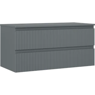 Mexen Rivel szafka łazienkowa podumywalkowa 100 cm z blatem, 2 szuflady, ryflowana , grafit mat - 91A20-10047-2-BFFC66 - Szafki łazienkowe - miniaturka - grafika 1