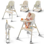 Krzesełka do karmienia - DZIECIĘCE KRZESEŁKO DO KARMIENIA KARMELEK 4W1 BEŻOWE - miniaturka - grafika 1