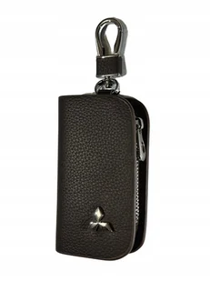 SKÓRZANE ETUI na klucze MITSUBISHI logo KLUCZYK brelok ELEGANCKI brąz - Etui na klucze - miniaturka - grafika 1
