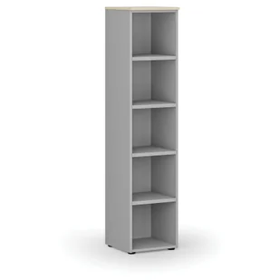 Regał biurowy PRIMO GRAY, 1781 x 400 x 420 mm, szary/brzoza - Regały biurowe - miniaturka - grafika 1