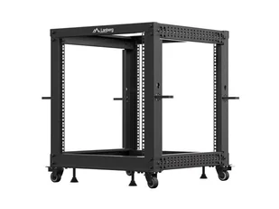 Lanberg Open Rack 12U 600x600-1100 regulowany czarny - Szafy rack - miniaturka - grafika 1