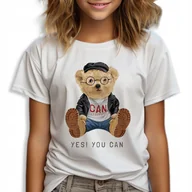 Koszulki męskie - Koszulka T-Shirt Biała Kids Rozmiar 110 Miś YOU CAN Elegancki Wiele Wzorów - miniaturka - grafika 1