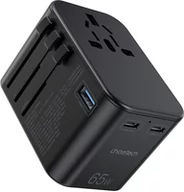 Ładowarki do telefonów - Choetech szybka uniwersalna ładowarka sieciowa podróżna GaN 2 x USB Typ C / USB 65W Power Delivery czarny (PD5009-BK) - miniaturka - grafika 1