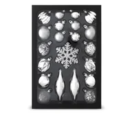 Ozdoby bożonarodzeniowe - Zestaw ozdób choinkowych 25 szt. srebrne - miniaturka - grafika 1