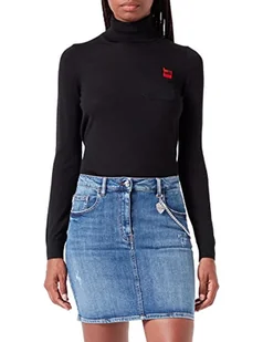 Love Moschino Damski turtleneck with Patch Pocket Top, czarny, 40 - Koszulki i topy damskie - miniaturka - grafika 1