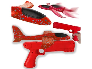 Samolot Z Wyrzutnią Szybowiec Styropian Rzutka Zabawka Pistolet Czerwony - Samoloty i helikoptery - miniaturka - grafika 1