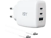 Zasilacze do laptopów - Ładowarka sieciowa ISY IAC-5650-WT 65W 2xUSB-C USB-A GaN + kabel USB-C 2m Czarny - miniaturka - grafika 1