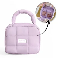 Biżuteria - akcesoria - Kosmetyczka damska pikowana kuferek z rączką 18,5 x 12,5 x 13cm KS139FIO - miniaturka - grafika 1