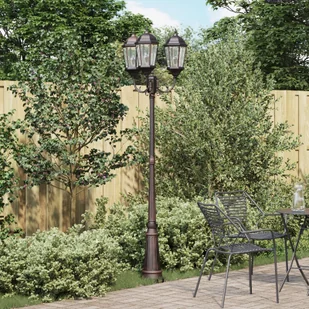 vidaXL Słup ogrodowy Brązowy Metal 61 x 53 x 235 cm Lampa ogrodowa - Lampy ogrodowe - miniaturka - grafika 1