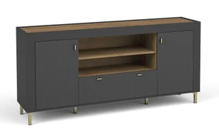 Komoda Mossa Mo7 2D1S Dąb Whisky / Czarny - Komody - miniaturka - grafika 1