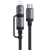 Kable USB - Kabel przewód USB-C - USB-C / Lightning 60W 480Mb/s 3A 1.2m - czarny ACEFAST - miniaturka - grafika 1
