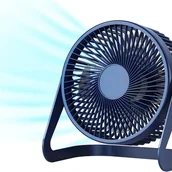 Wentylatory - Wentylator biurkowy, mały, przenośny wentylator USB, 2 prędkości, obrót o 360 stopni, odpowiedni do pracy/nauki (niebieski) 6,5 cala - miniaturka - grafika 1