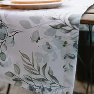 Obrusy i serwetki - Prostokątny bawełniany bieżnik plamoodporny z wzorem Zielony eukaliptus - miniaturka - grafika 1