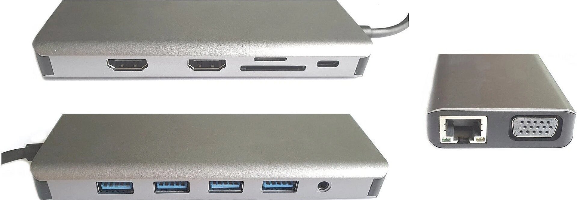 RoGer MST Dock Station 12in1 Lite USB-C to 2x HDMI / 4x USB3.0 / SD/TF / VGA / LAN 4752253012311