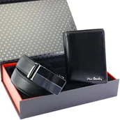 Paski - Pierre Cardin męski zestaw skórzany duży portfel i pasek do spodni - miniaturka - grafika 1