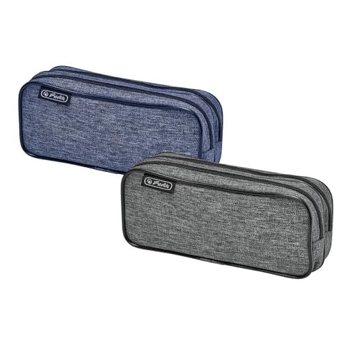 Herlitz Piórnik Szkolny kosmetyczka Zamek błyskawiczny Saszetka Etui Organizer na Długopisy Pióra Kredki Akcesoria Wytrzymały Solidny Dzieci Młodzież Knitted Fabric