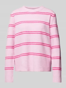 Sweter z dzianiny o kroju regular fit z wełny ze wzorem w paski model ‘OLIVIA’ - Swetry damskie - miniaturka - grafika 1