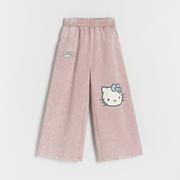 Spodnie i spodenki dla dziewczynek - Reserved - Spodnie wide leg Hello Kitty - Różowy - miniaturka - grafika 1