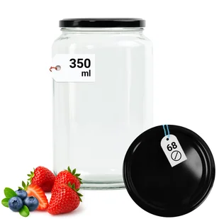 Słoik Szklany 350ml na Przetwory Dżem Miód Owsianke z Zakrętką Metal 68fi - Pojemniki kuchenne - miniaturka - grafika 1