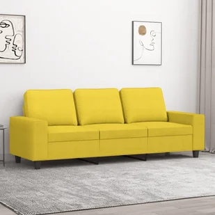 Sofa 3-osobowa, jasnożółta, 180 cm, tapicerowana tkaniną - Sofy i kanapy - miniaturka - grafika 1
