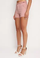 Spodenki damskie - Różowe Bermudy Szorty z Materiałowym Paskiem w Talii Rivatha - miniaturka - grafika 1