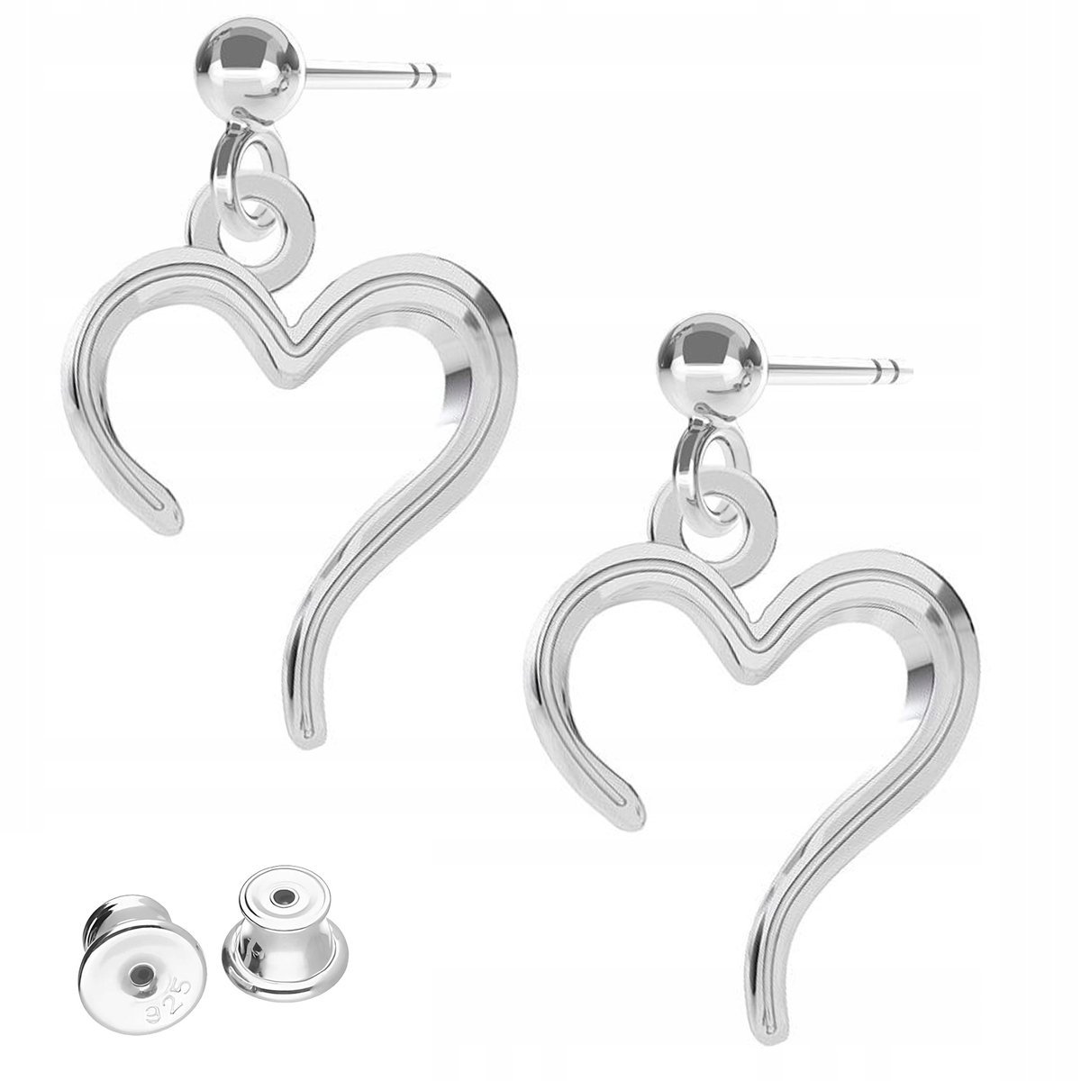 Kolczyki Srebrne Ozdobne Serca Serduszka Heart Serce Serduszko SREBRO 925