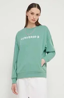 Bluzy damskie - Converse bluza damska kolor zielony z aplikacją - miniaturka - grafika 1