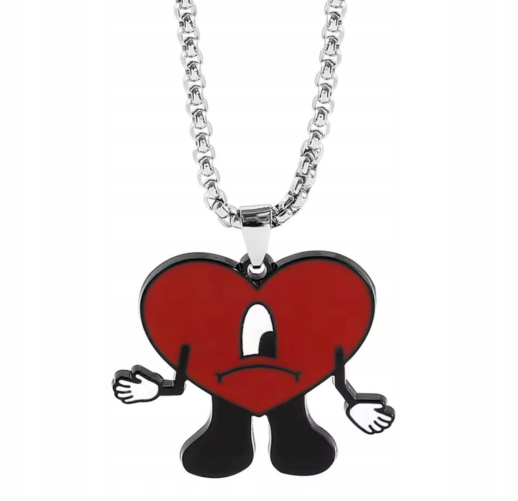 Naszyjnik wisiorek Bad Bunny Serce Serduszko Czerwone prezent