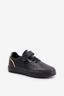 Buty dla dziewczynek - Trampki Dziecięce Z Eko Skóry Na Rzep Big Star OO374004 Czarne-30 - miniaturka - grafika 1