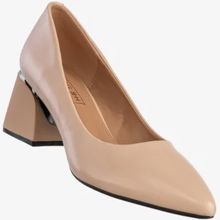 Czółenka Damskie Ekoskóra Eleganckie Buty Na Obcasie Beżowe YJG 2403-2 Beżowy 40 - Czółenka - miniaturka - grafika 1